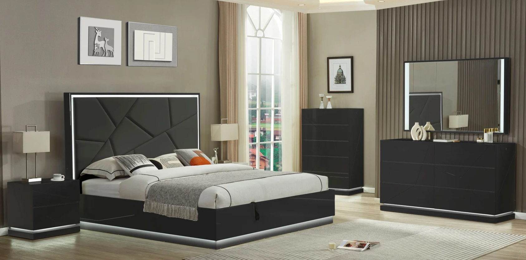 Titus 9721 Tailor Modern Black Bedroom Set