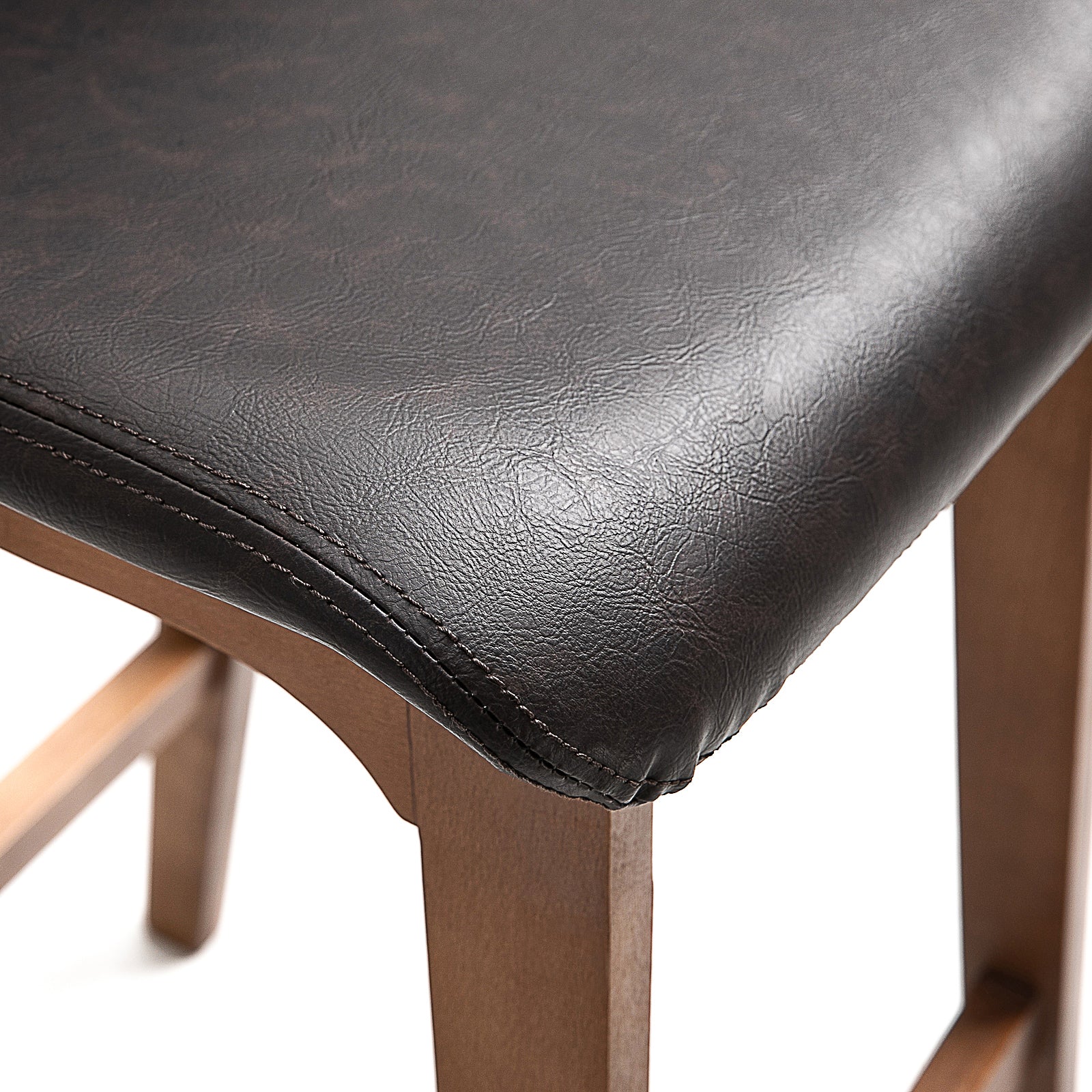 HOMCOM Modern Counter Height Bar Stools, Brown Faux Leather, Two-Piece Set