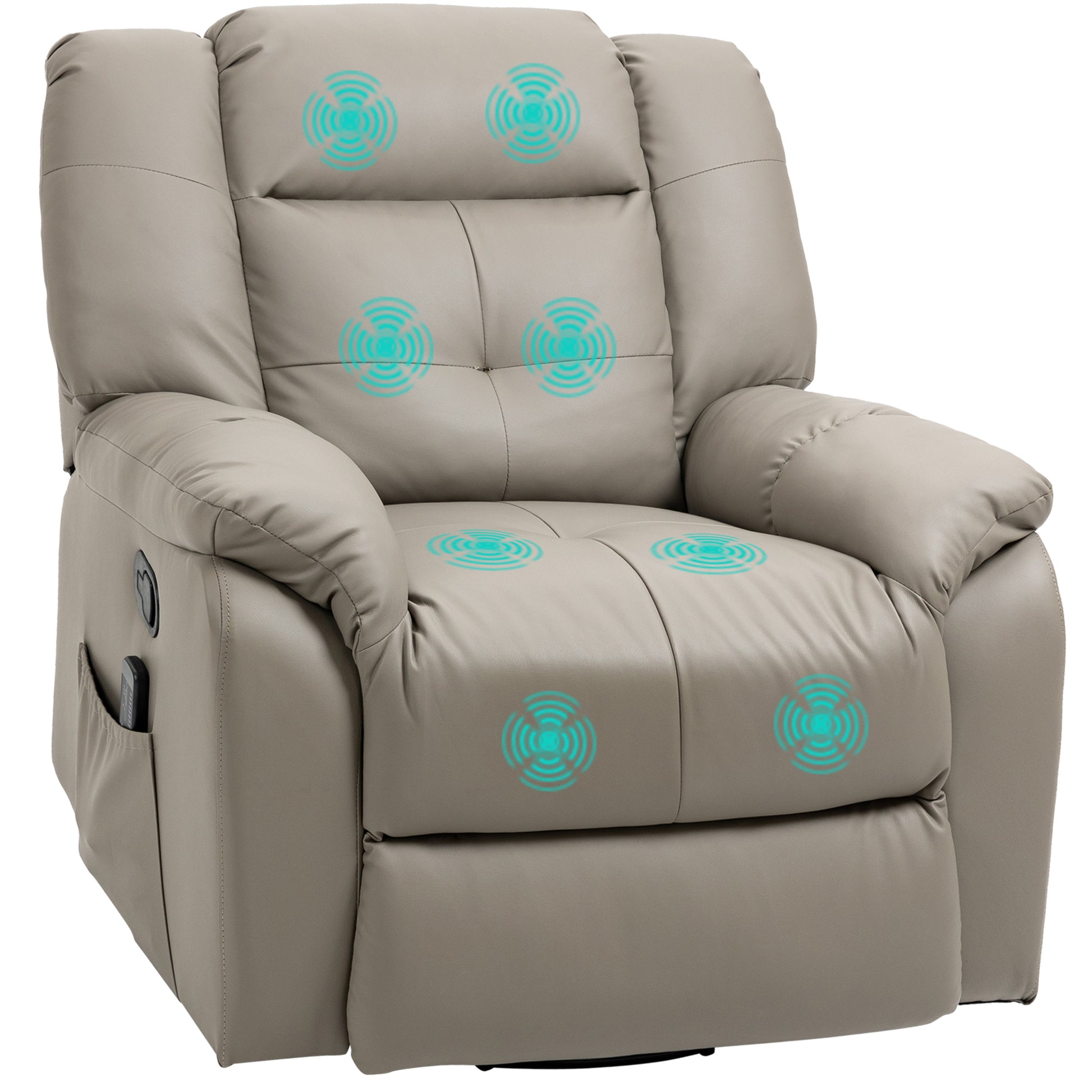 HOMCOM 8-Point Vibration Massage Recliner Chair with Swivel and Remote