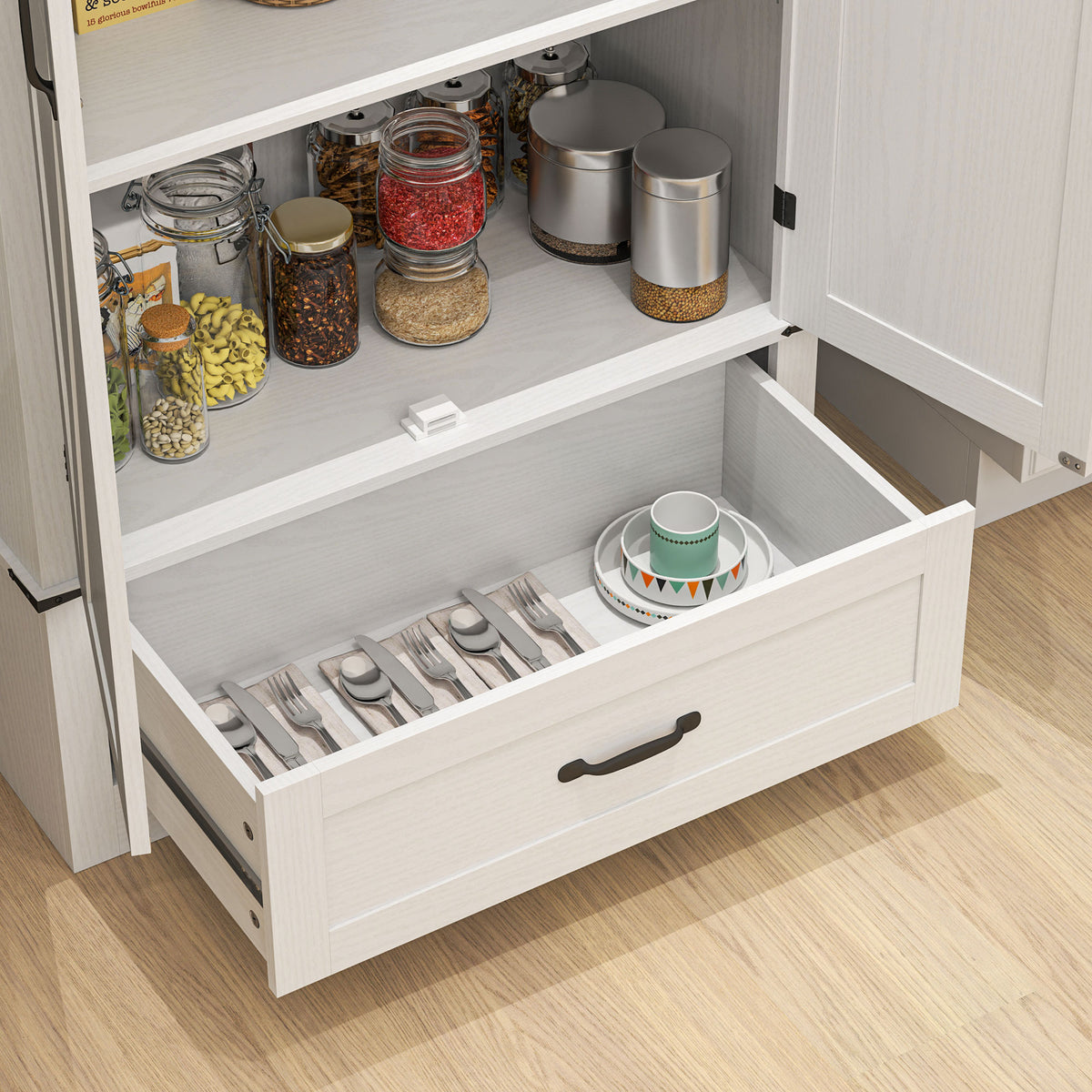 Farmhouse Pantry Cabinet with Adjustable Shelves – 31"W x 72"H