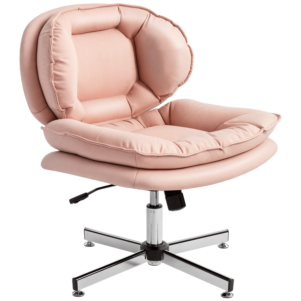 Criss Cross Chair, Armless Wide Office Chair with Leathaire Upholstery, Tilting, Pink