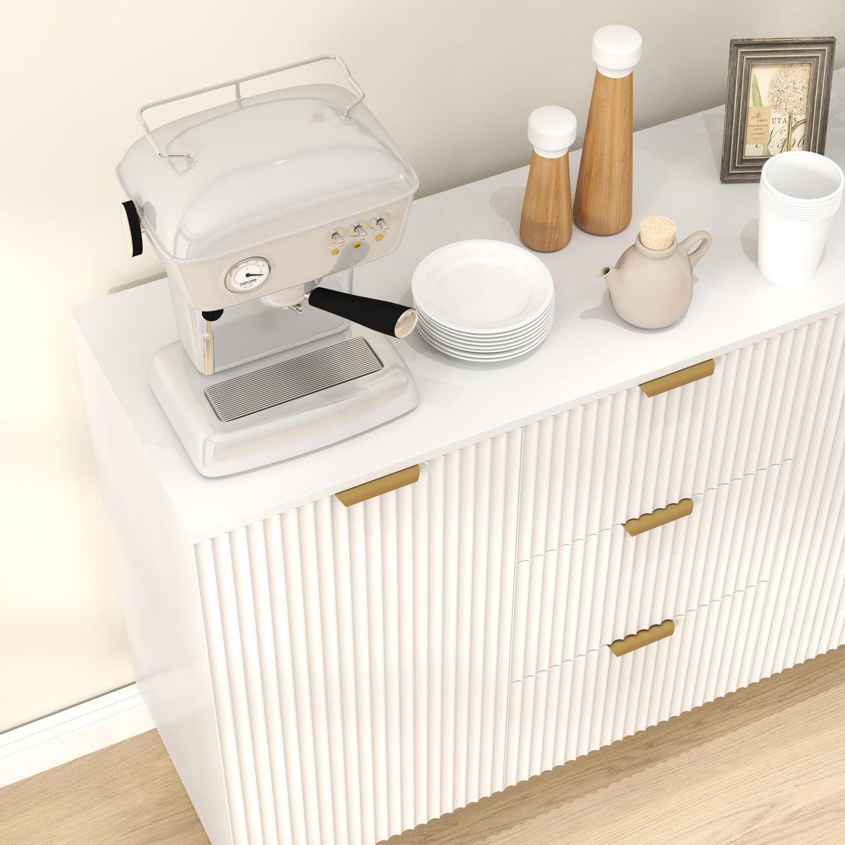 Sideboard Buffet Cabinet with 3 Drawers and Adjustable Shelves – 47"W x 35"H