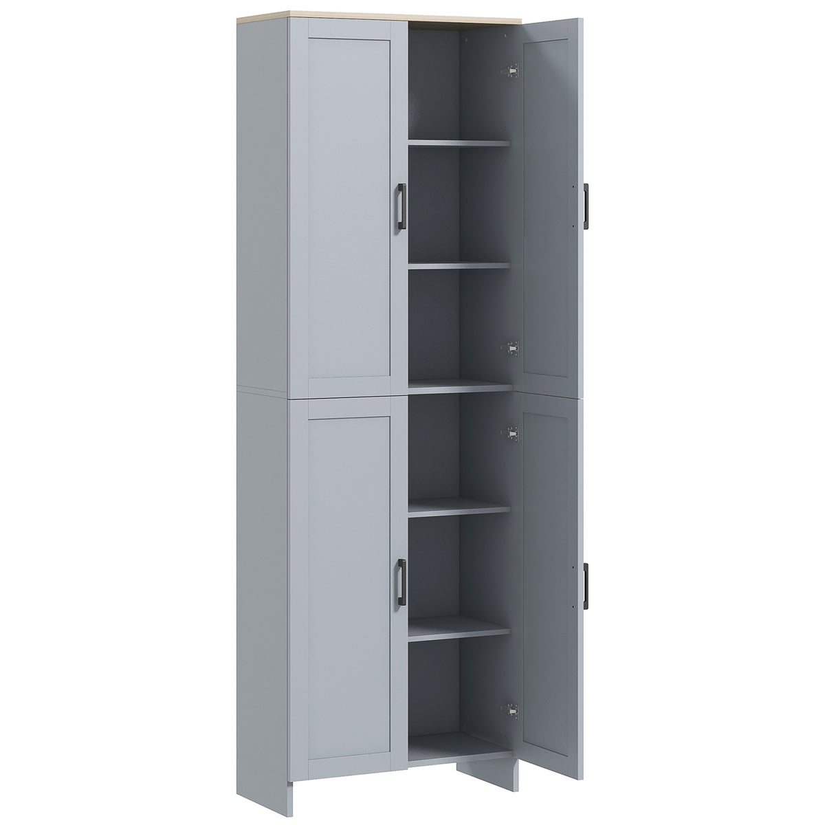 4-Door Kitchen Pantry Cabinet with Adjustable Shelves – 24"W x 67"H