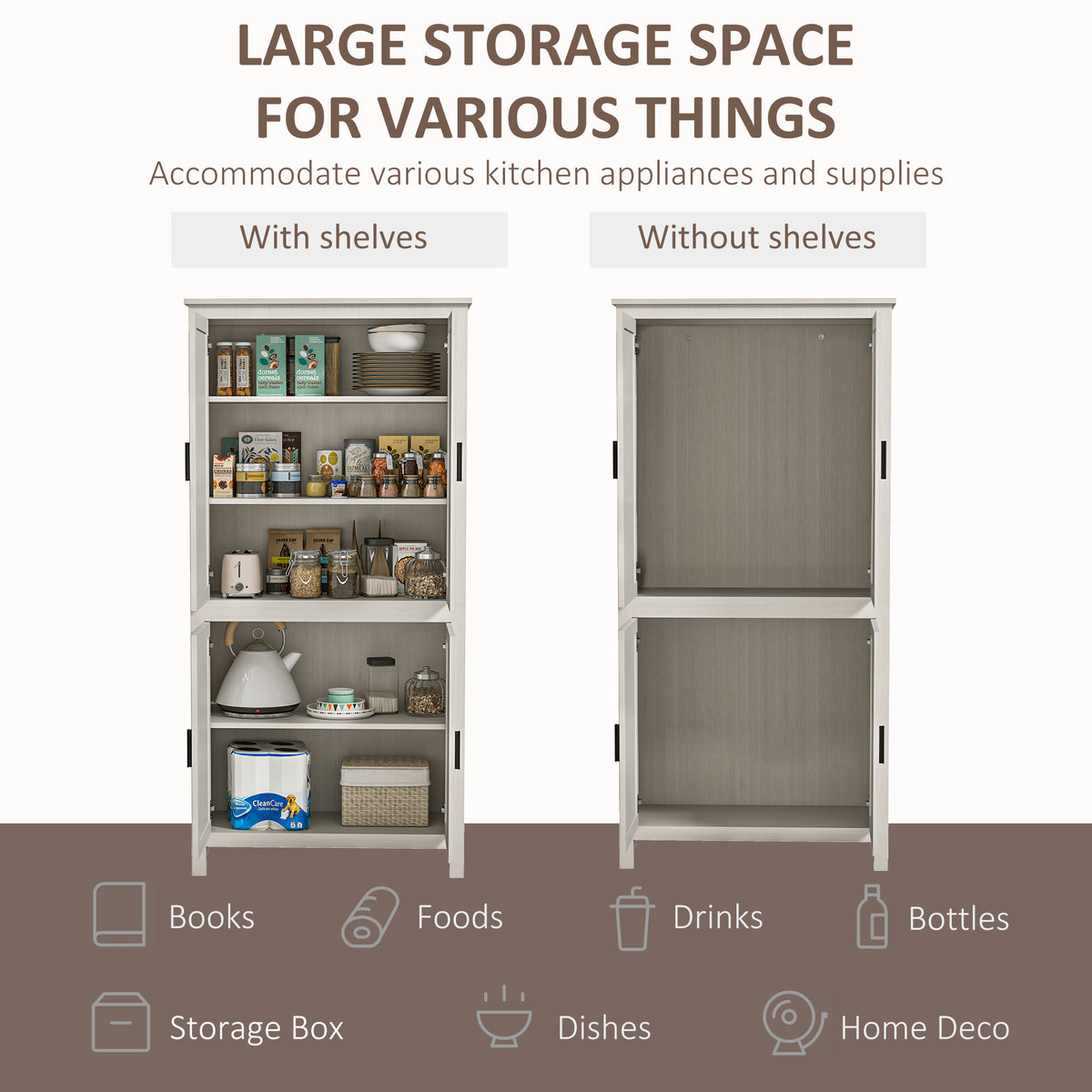 Kitchen Pantry Cabinet with 4 Doors – 31"W x 64"H
