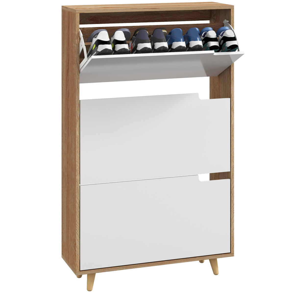 Slim Shoe Storage Cabinet with 3 Flip Drawers – 28"W x 47"H
