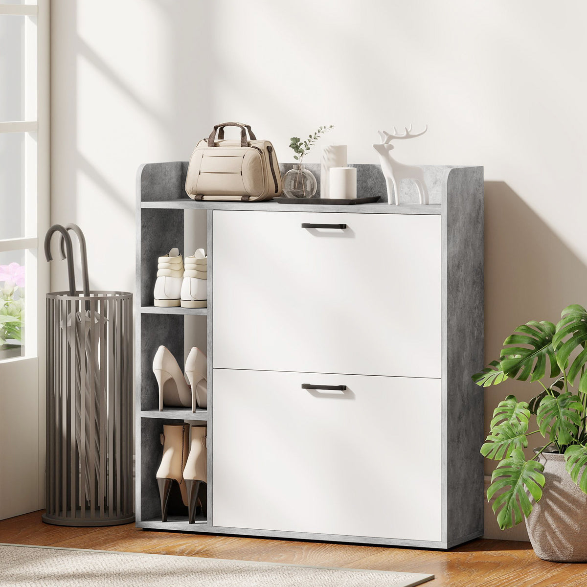 Shoe Cabinet with 2 Flip Drawers – 33"W x 36"H