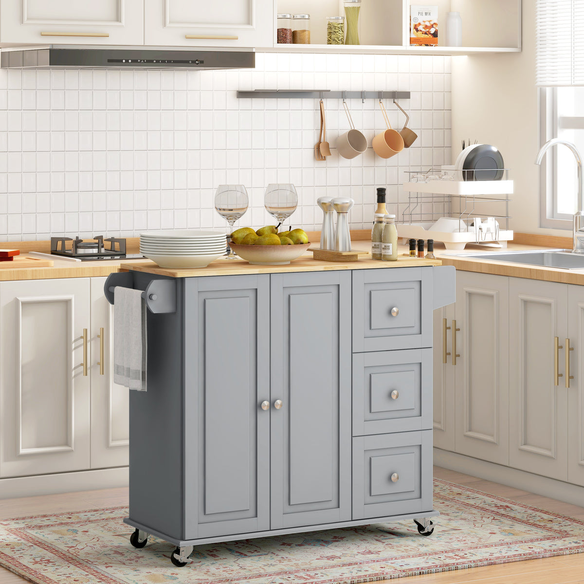 Kitchen Cart with Drop Leaf – 45"W x 36"H
