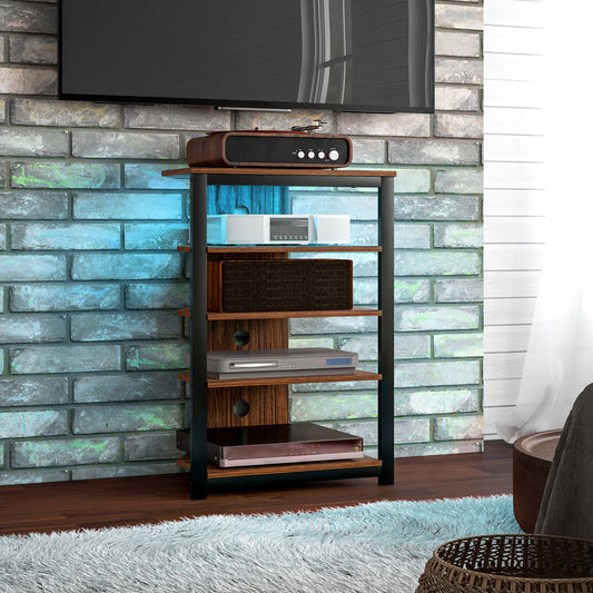 HOMCOM Modern Corner TV Stand, 4-Tier Storage, RGB LED Lights, Small Rooms