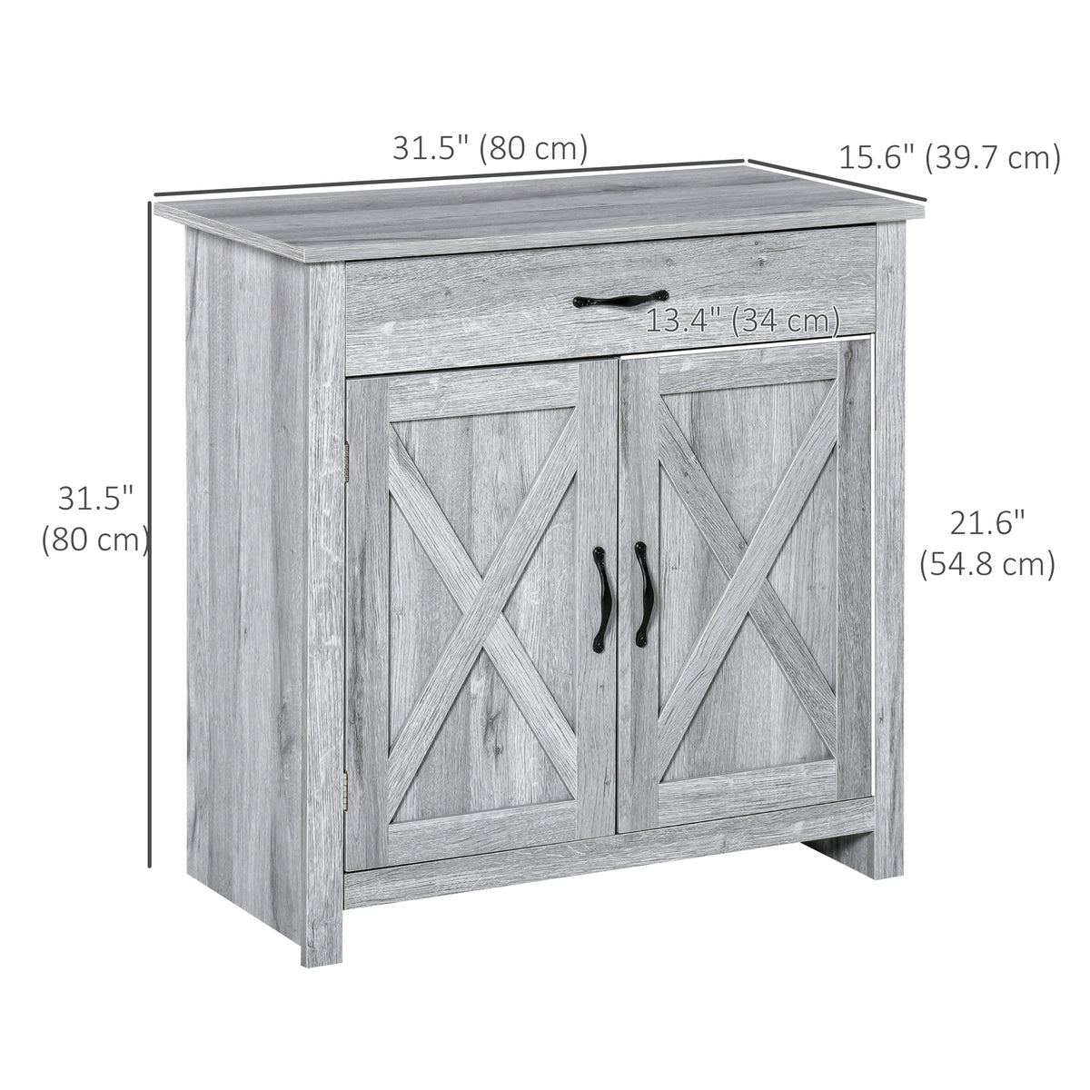 Farmhouse Sideboard Buffet Cabinet with Barn Doors – 32"W x 32"H