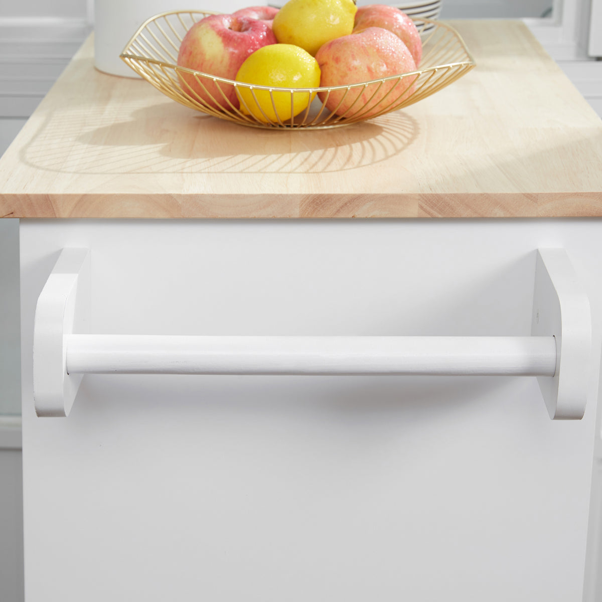 Rolling Kitchen Island Cart with Wood Top – 33"W x 36"H