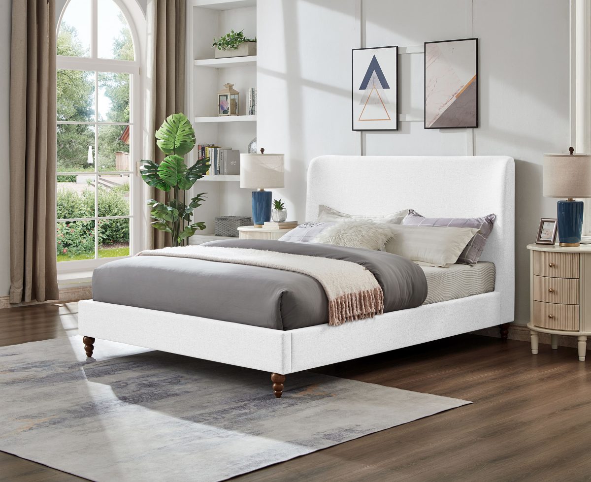Titus T2196 Modern Linen Wingback Platform Bed Frame