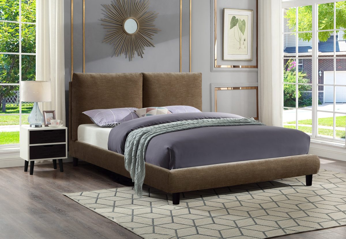 Titus T2246 Modern Upholstered Chenille Platform Bed Frame