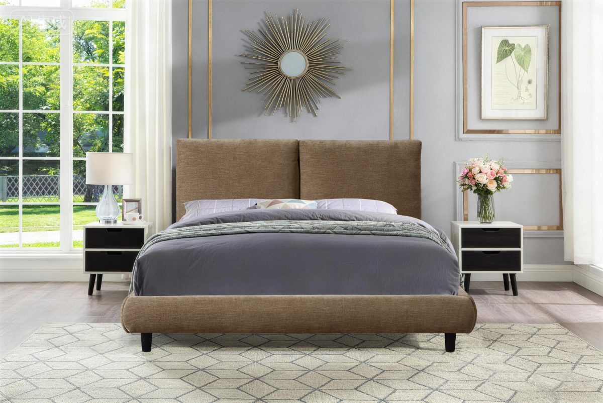 Titus T2246 Modern Upholstered Chenille Platform Bed Frame