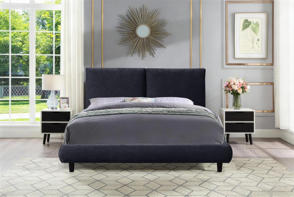 Titus T2246 Modern Upholstered Chenille Platform Bed Frame