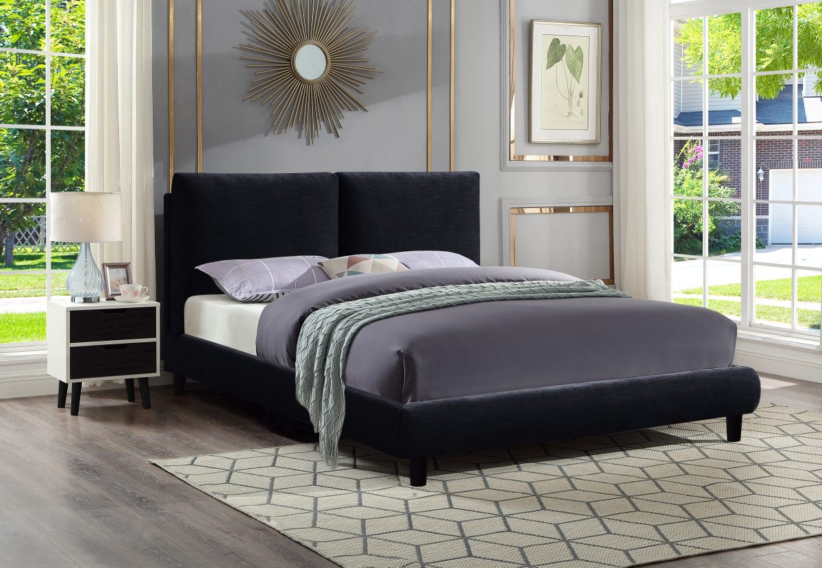 Titus T2246 Modern Upholstered Chenille Platform Bed Frame