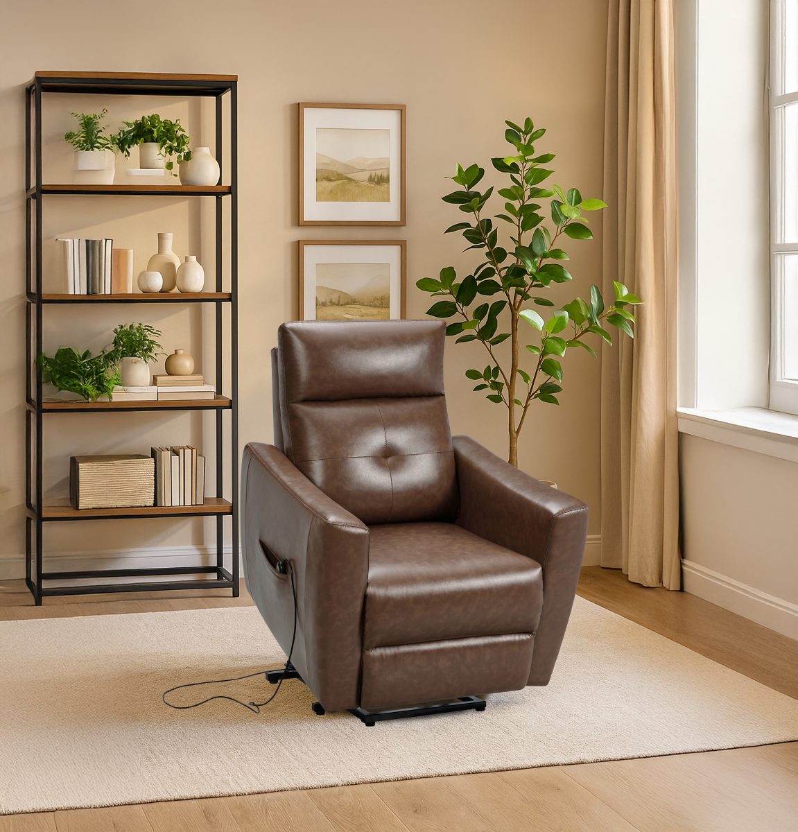 Titus T1032 Modern Leatherette Power Lift Recliner Chair