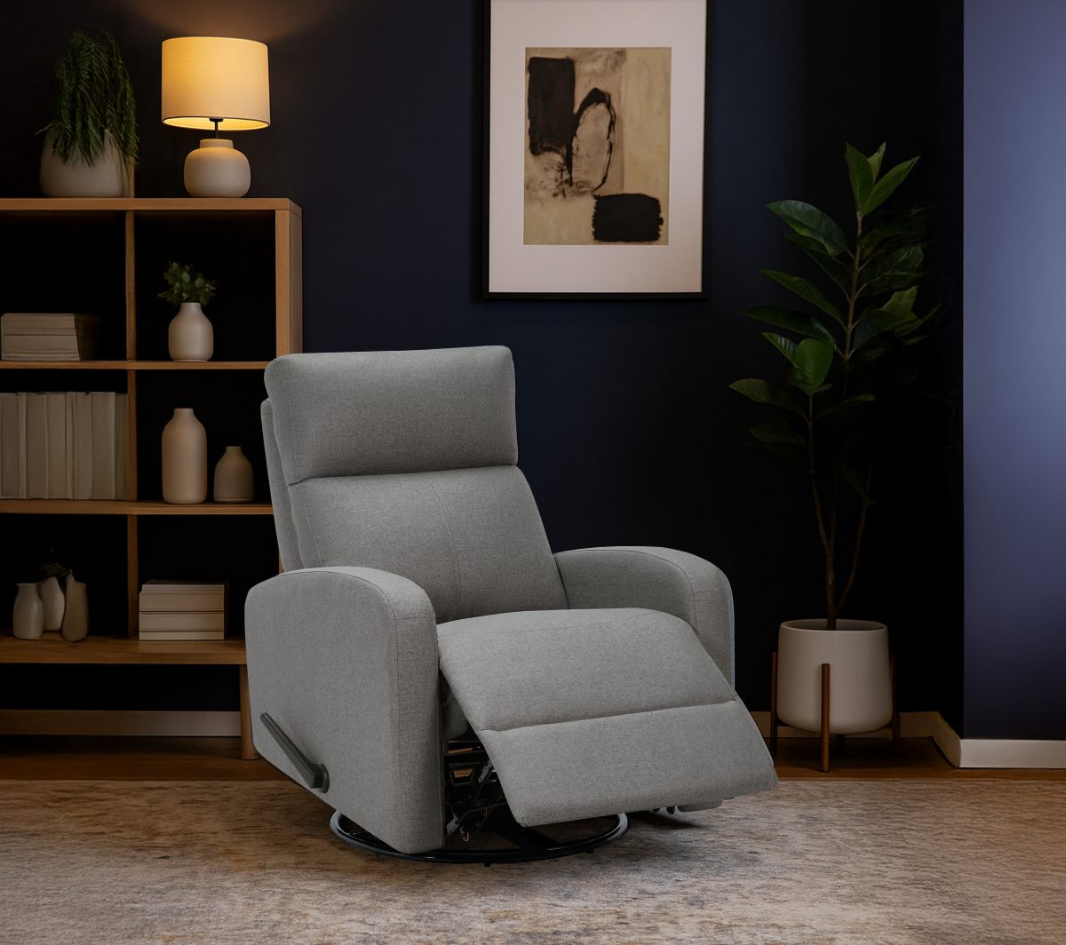 Titus T1041 Modern Chenille Linen Swivel Recliner Chair