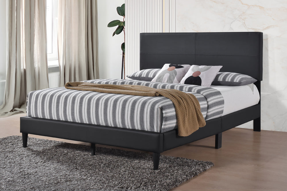 Titus T2105 Modern Upholstered Platform Bed Adjustable Headboard