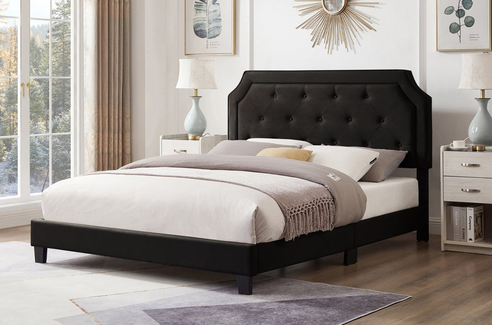 Titus T2108 Modern Tufted Velvet Platform Bed Frame