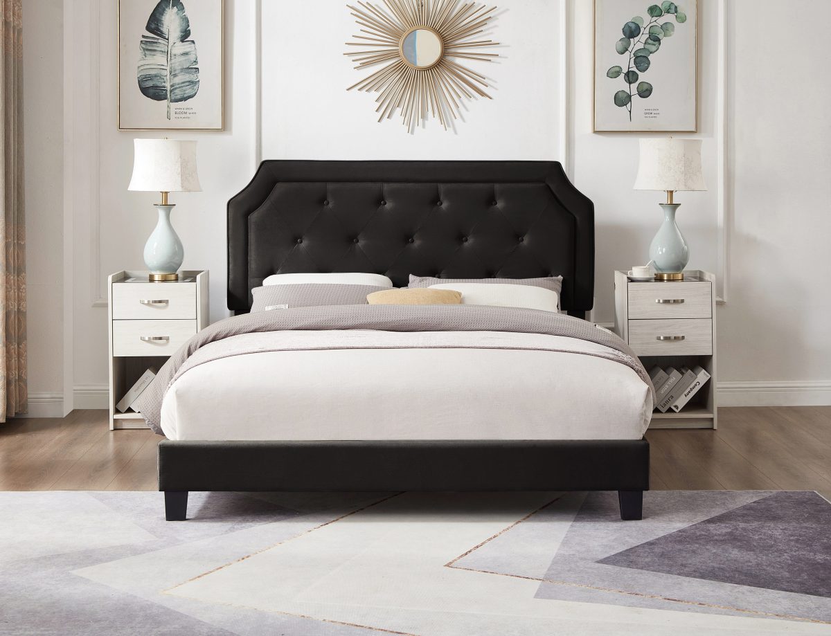 Titus T2108 Modern Tufted Velvet Platform Bed Frame