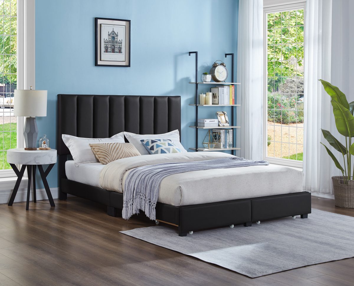 Titus T2120 Modern Tufted Storage Platform Bed Adjustable Headboard