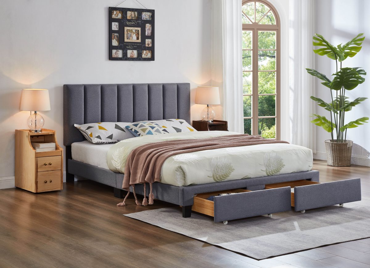 Titus T2120 Modern Tufted Storage Platform Bed Adjustable Headboard