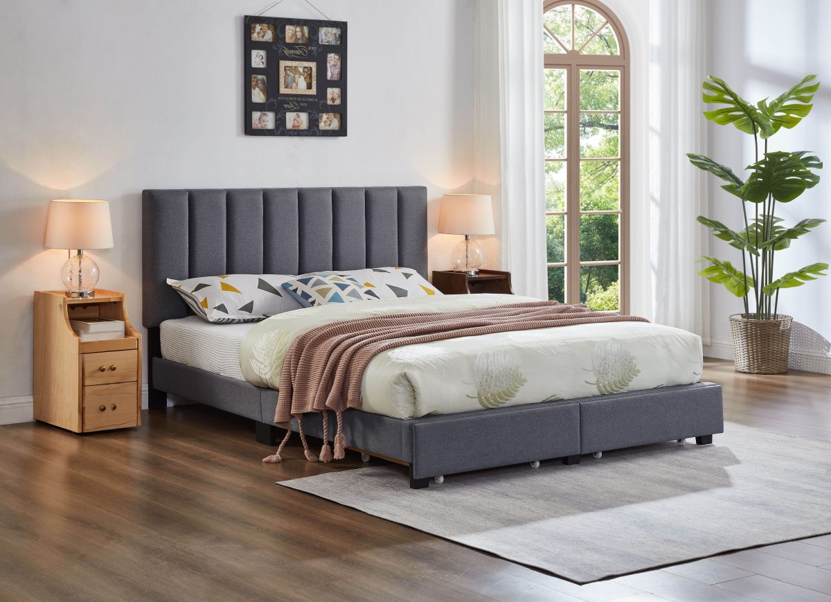 Titus T2120 Modern Tufted Storage Platform Bed Adjustable Headboard