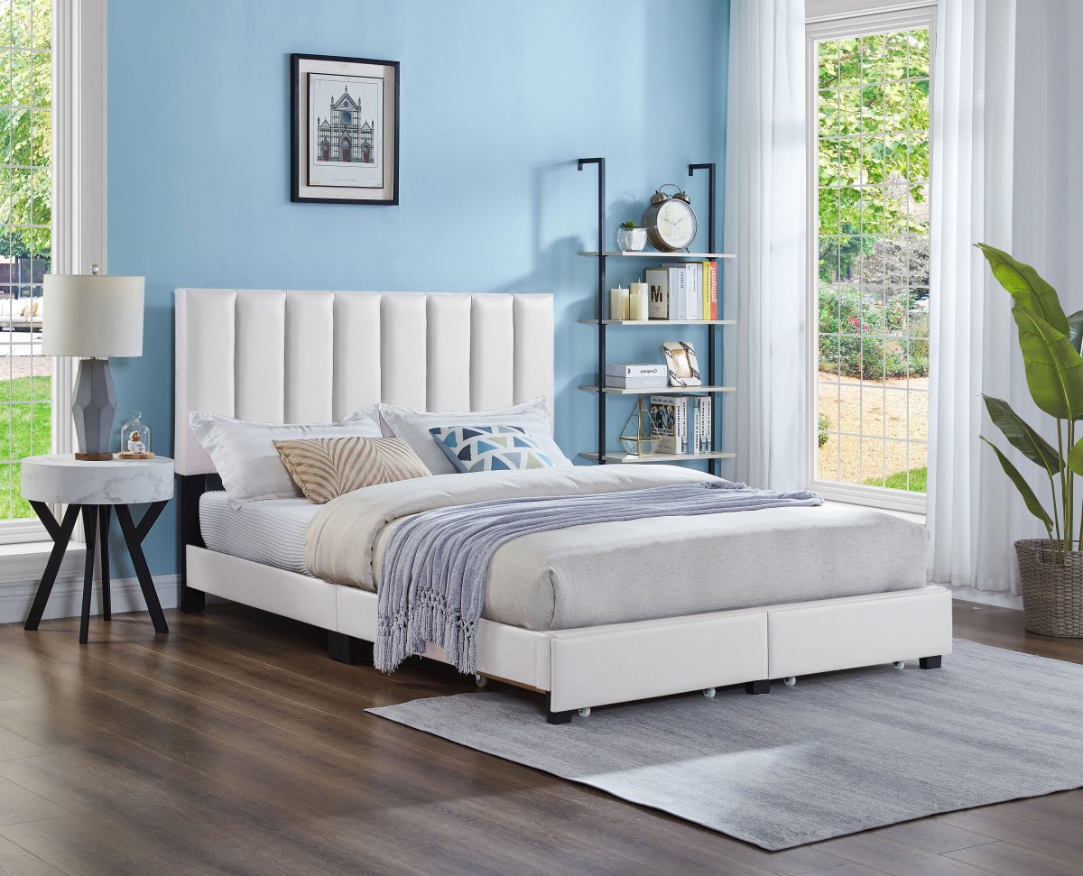Titus T2120 Modern Tufted Storage Platform Bed Adjustable Headboard