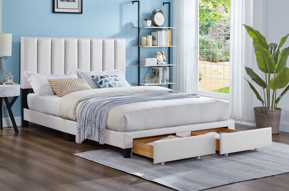 Titus T2120 Modern Tufted Storage Platform Bed Adjustable Headboard