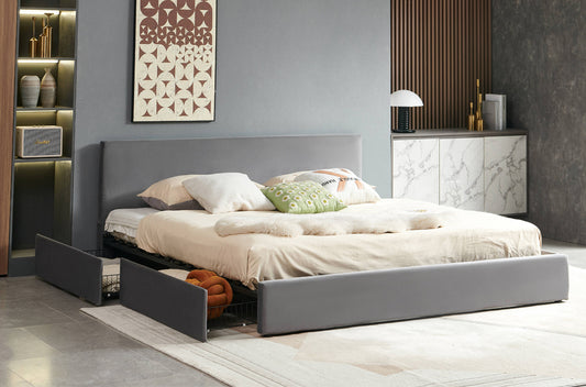 Titus T2128 Modern Velvet Storage Platform Bed Frame