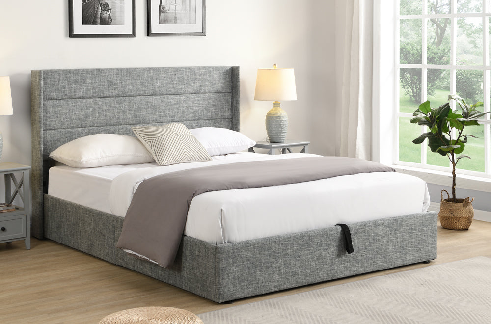 Titus T2160 Modern Tufted Linen Storage Platform Bed Frame