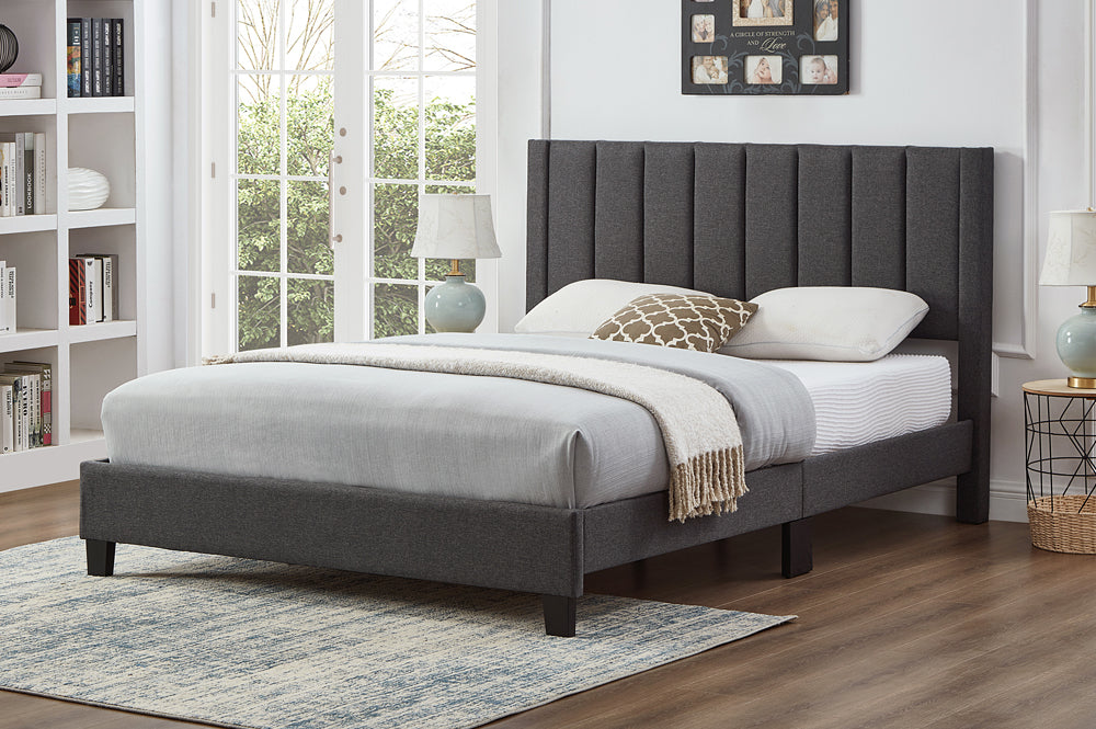 Titus T2177 Modern Channel Tufted Upholstered Platform Bed Frame