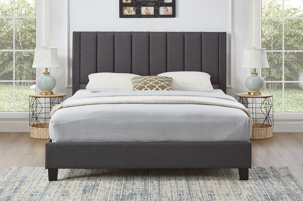 Titus T2177 Modern Channel Tufted Upholstered Platform Bed Frame