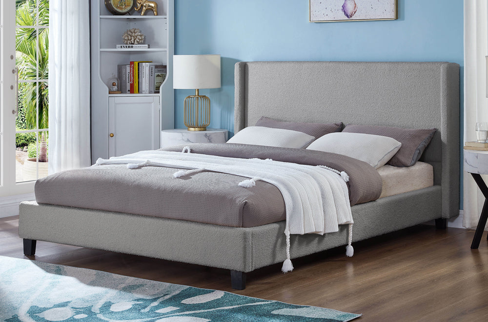 Titus T2192 Modern Boucle Wingback Platform Bed Frame