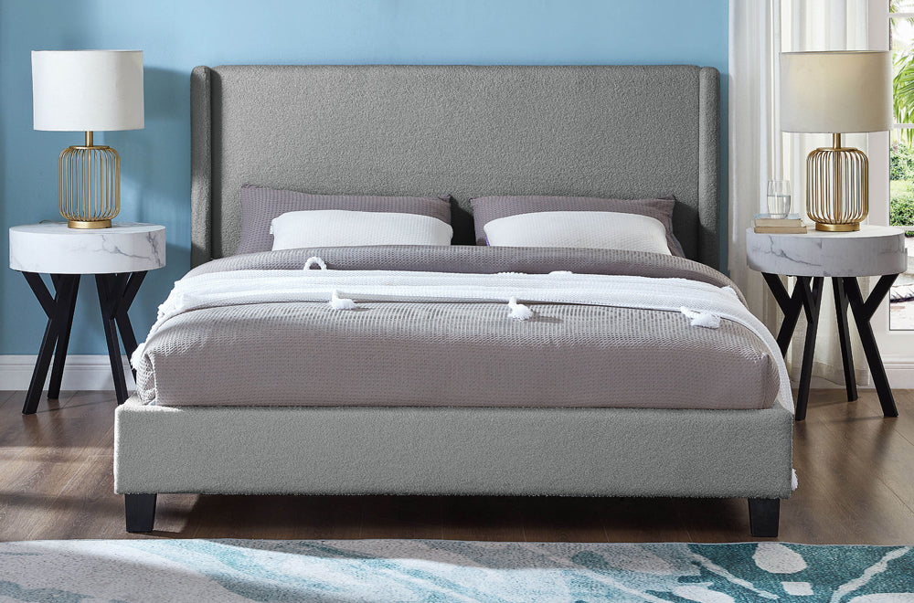 Titus T2192 Modern Boucle Wingback Platform Bed Frame