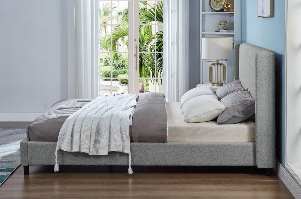 Titus T2192 Modern Boucle Wingback Platform Bed Frame