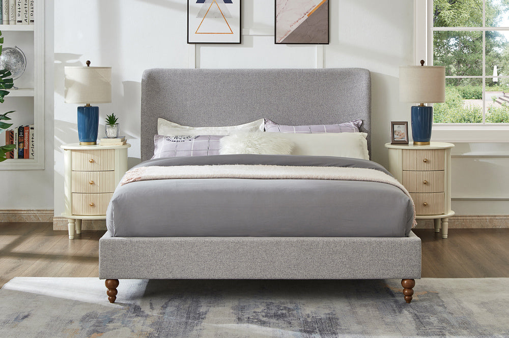 Titus T2196 Modern Linen Wingback Platform Bed Frame