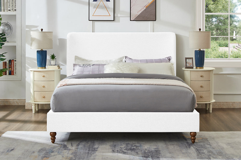 Titus T2196 Modern Linen Wingback Platform Bed Frame