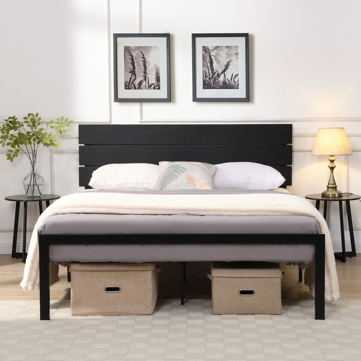 Titus T2205 Modern Metal Platform Bed Frame
