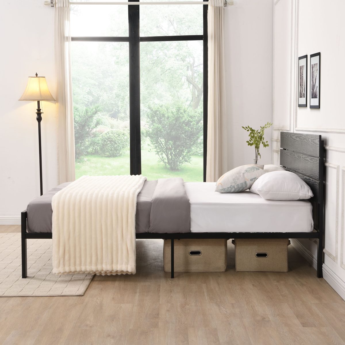 Titus T2205 Modern Metal Platform Bed Frame