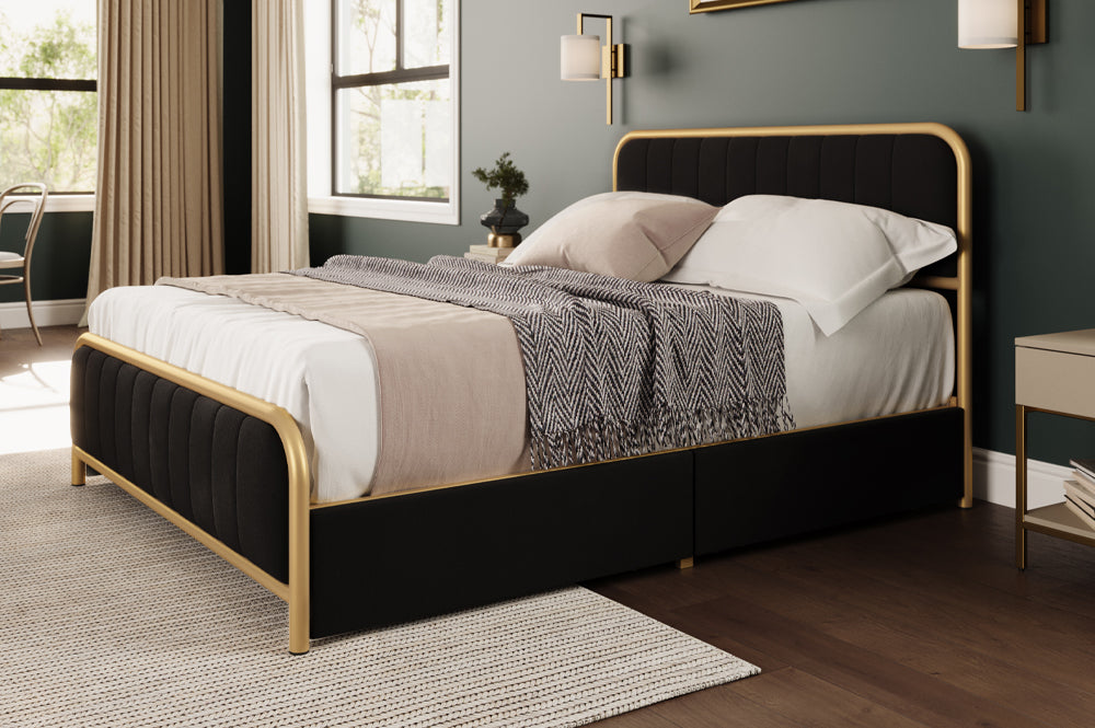 Titus T2334 Modern Tufted Velvet Storage Platform Bed Frame