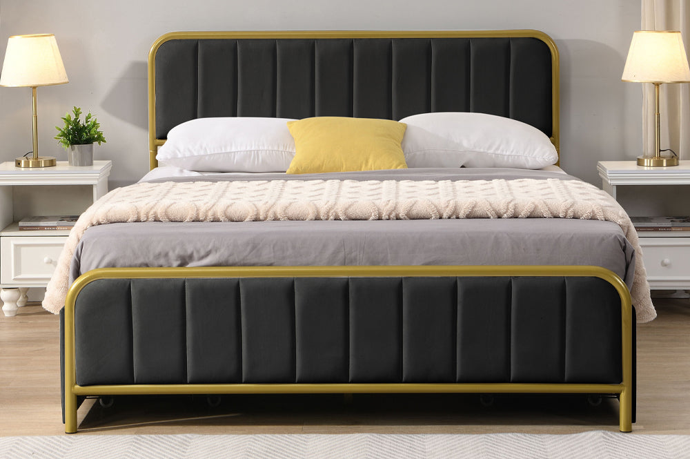 Titus T2334 Modern Tufted Velvet Storage Platform Bed Frame