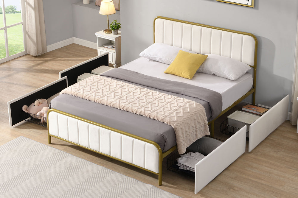 Titus T2334 Modern Tufted Velvet Storage Platform Bed Frame