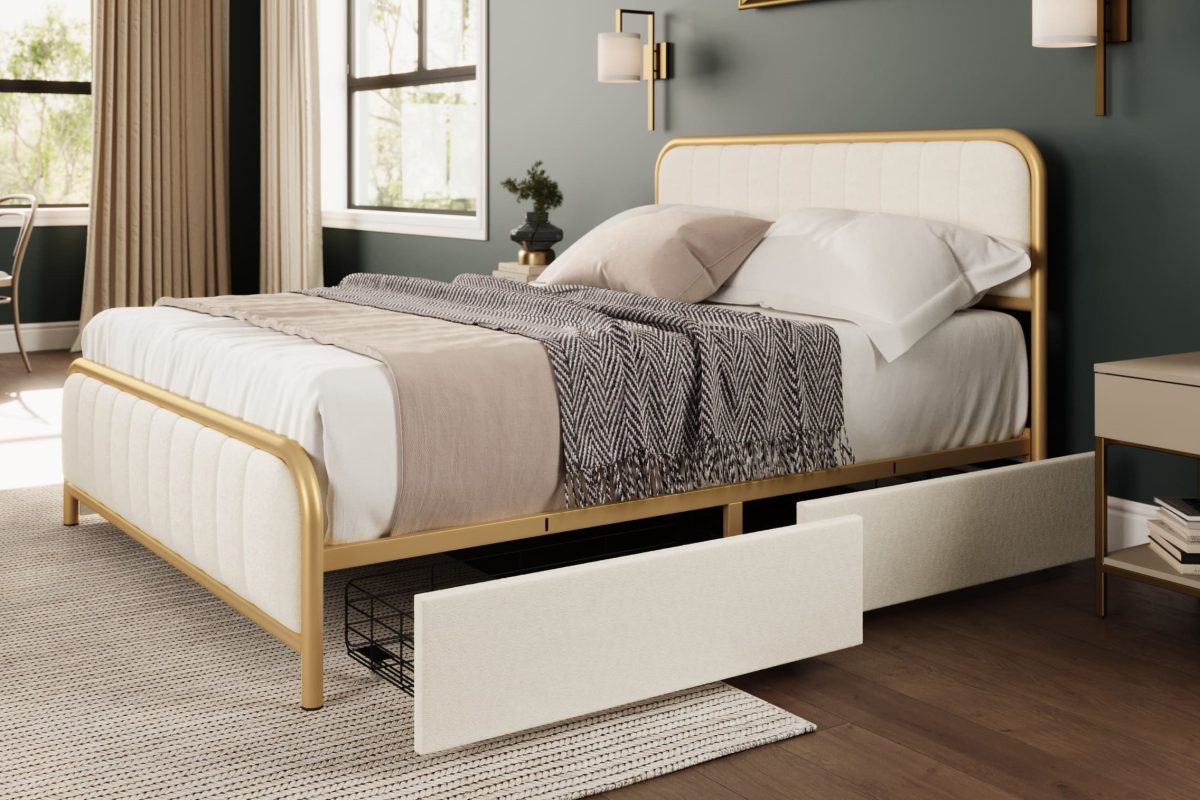 Titus T2334 Modern Tufted Velvet Storage Platform Bed Frame