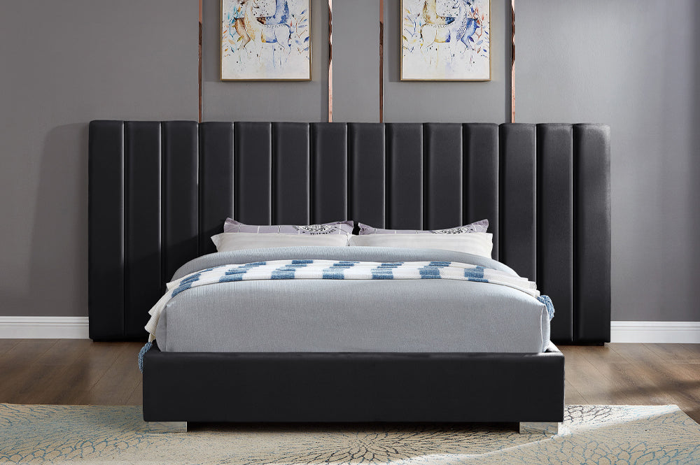Titus T2379 Modern Paneled Velvet Platform Bed Frame