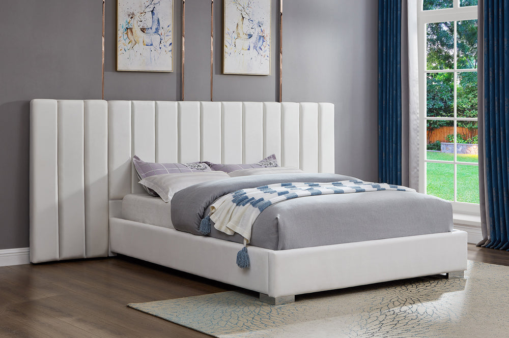 Titus T2379 Modern Paneled Velvet Platform Bed Frame