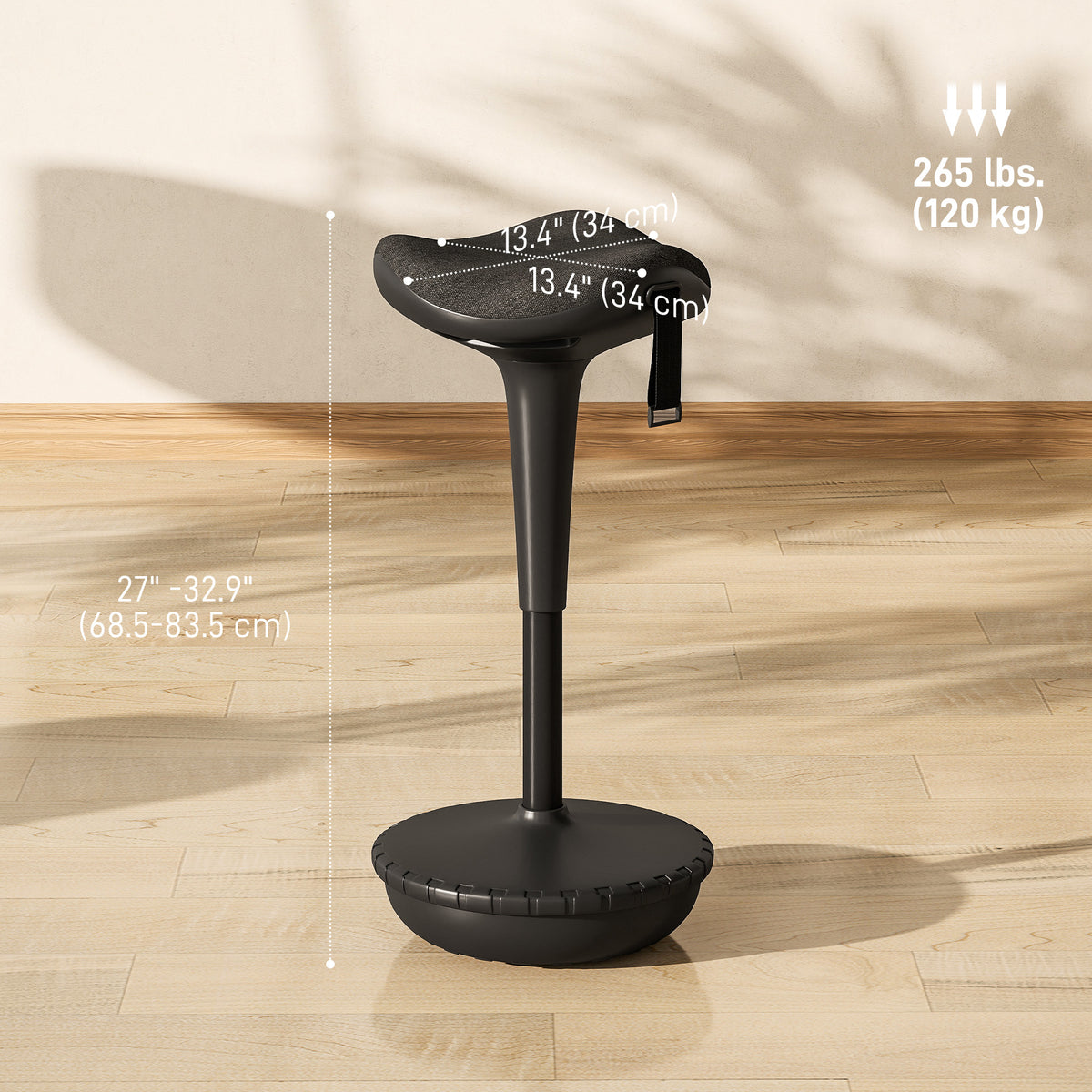 Swivel Standing Desk Chair, Adjustable Active Ergonomic Standing Stool, Black