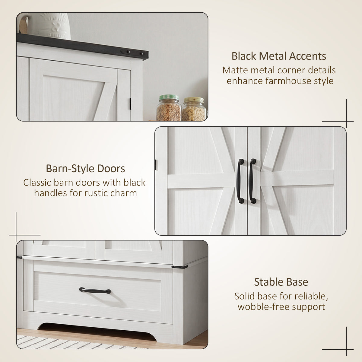 Farmhouse Pantry Cabinet with Adjustable Shelves – 31"W x 72"H