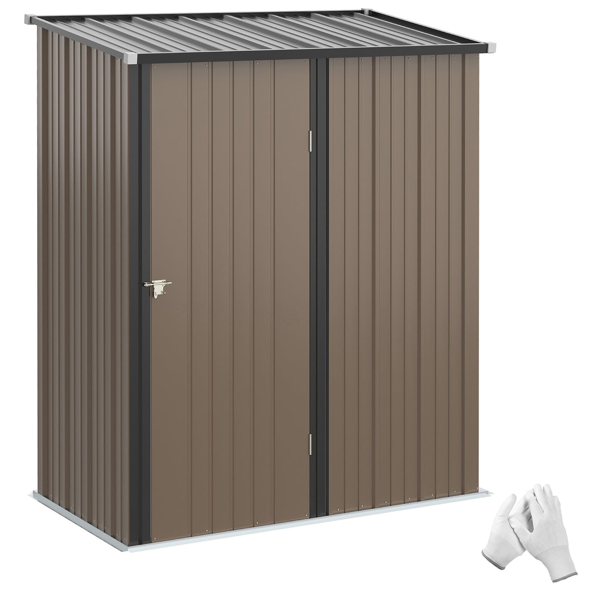 5' x 3' Outdoor Storage Shed, Steel Garden Shed with Single Lockable Door, Tool Storage Shed for Backyard – Brown