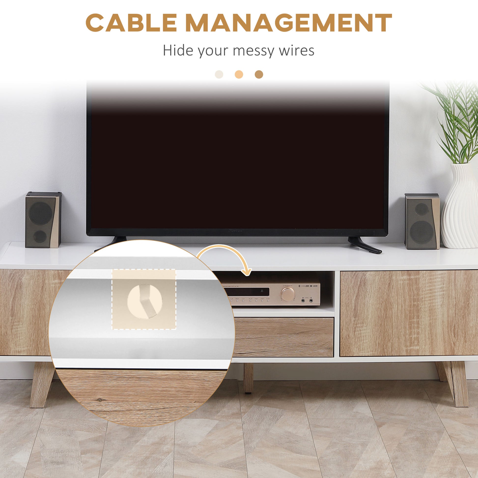 HOMCOM Modern TV Stand Cabinet for 72-inch Flat Screens, Push-Open Drawer Storage